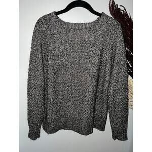 Chaps size L cotton blend pullover sweater black & white knit Ralph Lauren EUC